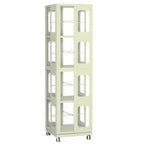 Okak All-Steel Rotating Bookshelf with 360Wheels, Storage Shelves with 4 Tiers, Storage Organizer for Living Room, Hallway, Office