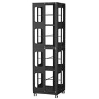 Okak All-Steel Rotating Bookshelf with 360Wheels, Storage Shelves with 4 Tiers, Storage Organizer for Living Room, Hallway, Office