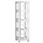 Okak All-Steel Rotating Bookshelf with 360Wheels, Storage Shelves with 4 Tiers, Storage Organizer for Living Room, Hallway, Office