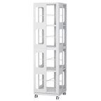 Okak All-Steel Rotating Bookshelf with 360Wheels, Storage Shelves with 4 Tiers, Storage Organizer for Living Room, Hallway, Office