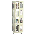 Okak All-Steel Rotating Bookshelf with 360Wheels, Storage Shelves with 4 Tiers, Storage Organizer for Living Room, Hallway, Office