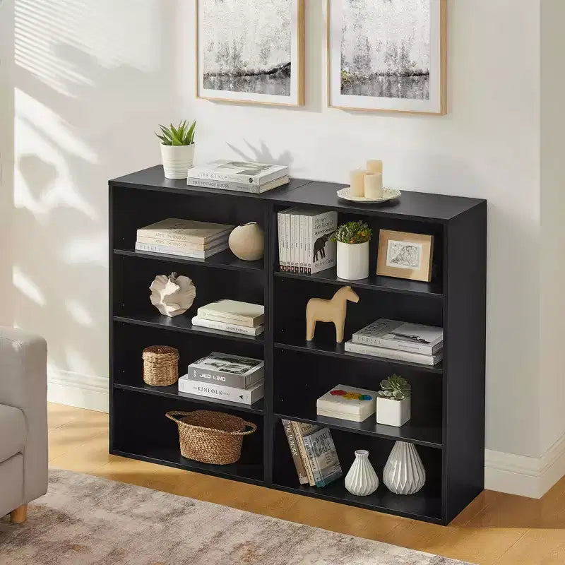 Okak Minimalism Bookshelf, Storage Shelves with 8 Tiers, Multi-functional Double-layer Storage Organizer for Living Room, Office