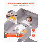 VEVOR Baby Changing Table,Foldable Diaper Change Station with Side Basket,Lockable Wheels,Multi-Functional Storage Organizer Nursery,Light Gray