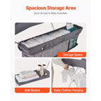 VEVOR Baby Changing Table, Foldable Diaper Change Station with Side Basket,Lockable Wheels, Multi-Functional Storage Organizer Nursery,Dark Gray