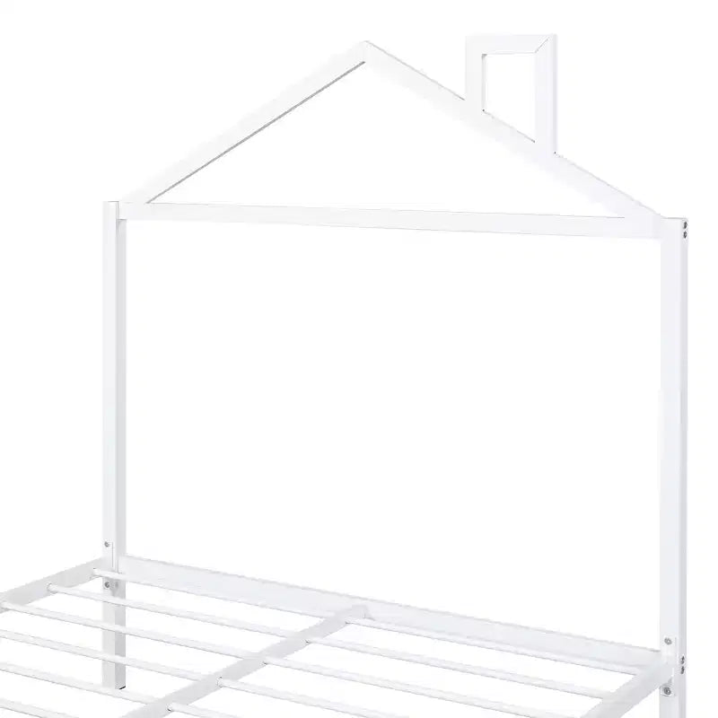 Bellemave Full Bed for Kids, Metal Full Bed with Drawer for Boys, girs, Full Bed Frame with House-Shaped Headboard, Full Size House Bed, White