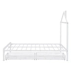 Bellemave Full Bed for Kids, Metal Full Bed with Drawer for Boys, girs, Full Bed Frame with House-Shaped Headboard, Full Size House Bed, White