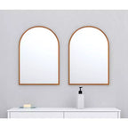 HomeRoots Set of Two Walnut Arch Wood Framed Bathroom Vanity Mirrors