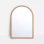 HomeRoots Set of Two Walnut Arch Wood Framed Bathroom Vanity Mirrors