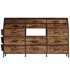 Black/White Dresser for Bedroom, 55 Wide Modern Dresser TV Stand 14 Fabric Drawer Organizer, Large Clothing Storage Cabinet for Hallway, Living Room