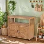 Okak Storage Cabinet with Potting Bench, Kitchen Cabinet with 2 Doors and 2 Shelves, Short Cabinet for Living Room, Dining Room, Kitchen