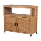 Okak Storage Cabinet with Potting Bench, Kitchen Cabinet with 2 Doors and 2 Shelves, Short Cabinet for Living Room, Dining Room, Kitchen