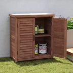 Okak Storage Cabinet with Potting Bench, Kitchen Cabinet with 2 Doors and 2 Shelves, Short Cabinet for Living Room, Dining Room, Kitchen