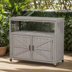 Okak Storage Cabinet with Potting Bench, Kitchen Cabinet with 2 Doors and 2 Shelves, Short Cabinet for Living Room, Dining Room, Kitchen