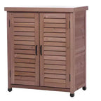 Okak Storage Cabinet with Potting Bench, Kitchen Cabinet with 2 Doors and 2 Shelves, Short Cabinet for Living Room, Dining Room, Kitchen