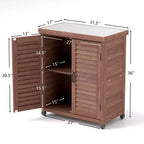 Okak Storage Cabinet with Potting Bench, Kitchen Cabinet with 2 Doors and 2 Shelves, Short Cabinet for Living Room, Dining Room, Kitchen