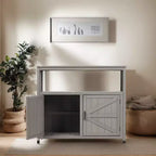 Okak Storage Cabinet with Potting Bench, Kitchen Cabinet with 2 Doors and 2 Shelves, Short Cabinet for Living Room, Dining Room, Kitchen