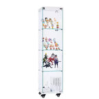 Okak Display Cabinet, 4 Tier Storage Cabinet with 1 Doors and Wheels, Freestanding Cabinet for Living Room, Hallway and Office