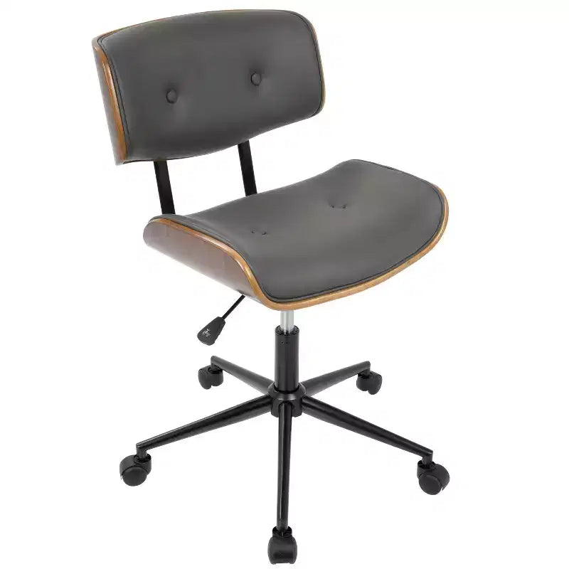 Okak Mid-Century Height-Adjustable Office Chair, Criss Cross Chair with Universe Wheels and Walnut Base, Desk Chair for Home, Office