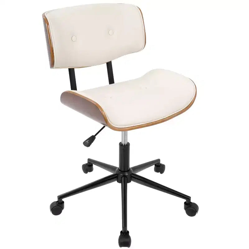 Okak Mid-Century Height-Adjustable Office Chair, Criss Cross Chair with Universe Wheels and Walnut Base, Desk Chair for Home, Office