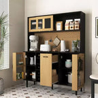 Okak Wooden Sideboard Cabinet, Bufft Cabinet with 4 Doors and 2 Drawers, Storage Cabinet for Living Room, Dining Room, Kitchen
