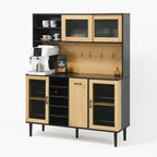Okak Wooden Sideboard Cabinet, Bufft Cabinet with 4 Doors and 2 Drawers, Storage Cabinet for Living Room, Dining Room, Kitchen