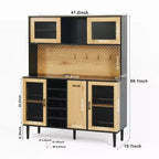 Okak Wooden Sideboard Cabinet, Bufft Cabinet with 4 Doors and 2 Drawers, Storage Cabinet for Living Room, Dining Room, Kitchen