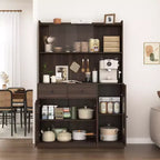 Okak Wooden Sideboard Cabinet, Bufft Cabinet with 4 Doors and 2 Drawers, Storage Cabinet for Living Room, Dining Room, Kitchen