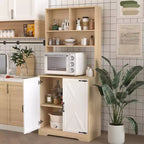 Okak Wooden Sideboard Cabinet, Bufft Cabinet with 4 Doors and 2 Drawers, Storage Cabinet for Living Room, Dining Room, Kitchen