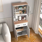 Okak Wooden Sideboard Cabinet, Bufft Cabinet with 4 Doors and 2 Drawers, Storage Cabinet for Living Room, Dining Room, Kitchen