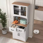 Okak Wooden Sideboard Cabinet, Bufft Cabinet with 4 Doors and 2 Drawers, Storage Cabinet for Living Room, Dining Room, Kitchen