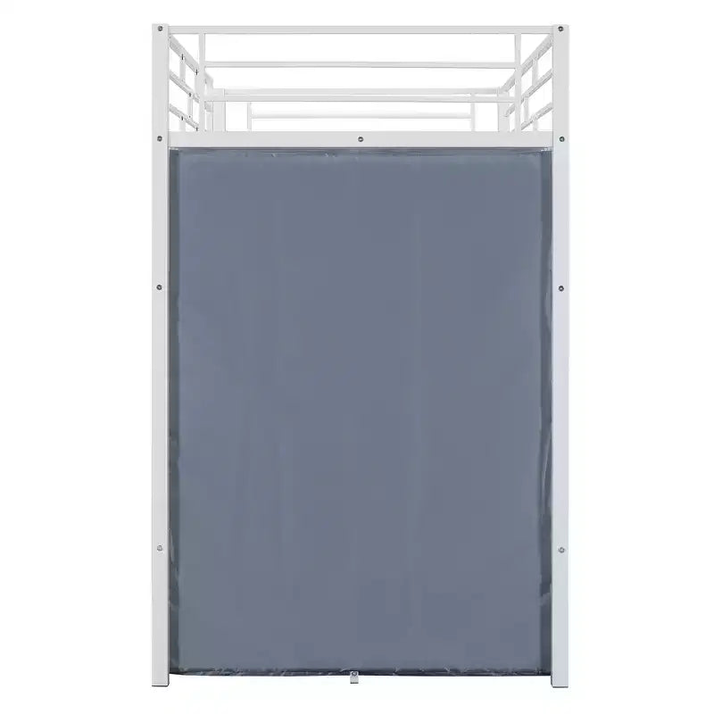 Loft Bed with Wardrobe Under The Bed and Curtain, Metal Bed Frame with Desk Shelves Power Outlet and LED Light