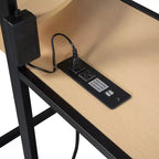 Loft Bed with Wardrobe Under The Bed and Curtain, Metal Bed Frame with Desk Shelves Power Outlet and LED Light