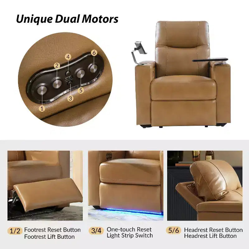 Flora Genuine Leather Recliner|HULALA HOME