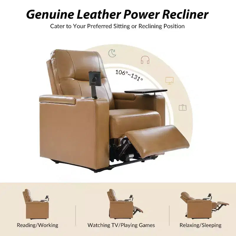 Flora Genuine Leather Recliner|HULALA HOME