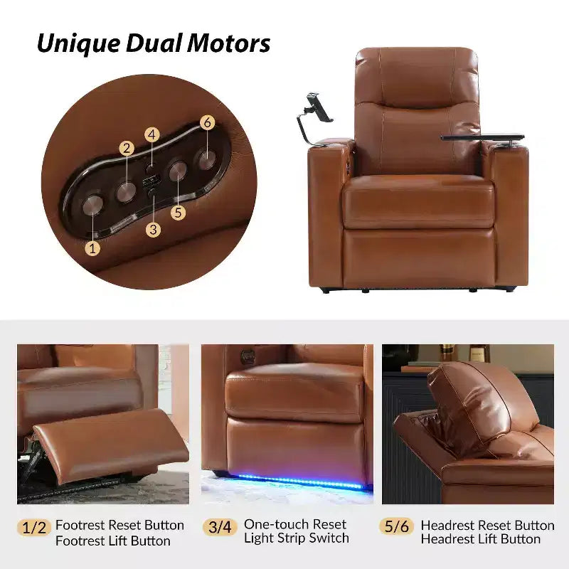Flora Genuine Leather Recliner|HULALA HOME