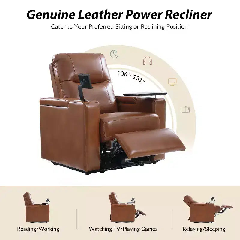 Flora Genuine Leather Recliner|HULALA HOME