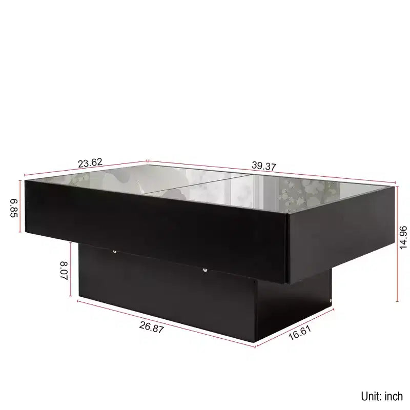 GDFStudio Kelsen Modern 39.37 Rectangle Storage Coffee Table with Sliding Tabletop