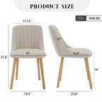 Coolmee Dining Chairs Set of 2, Upholstered Kitchen Chairs with Ergonomic Back Support, 300lbs Capacity Dining Chairs with Oak Legs for Dining Room