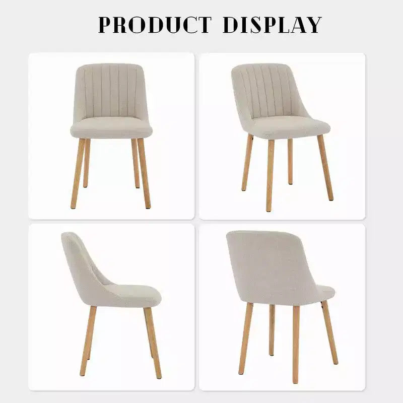 Coolmee Dining Chairs Set of 2, Upholstered Kitchen Chairs with Ergonomic Back Support, 300lbs Capacity Dining Chairs with Oak Legs for Dining Room