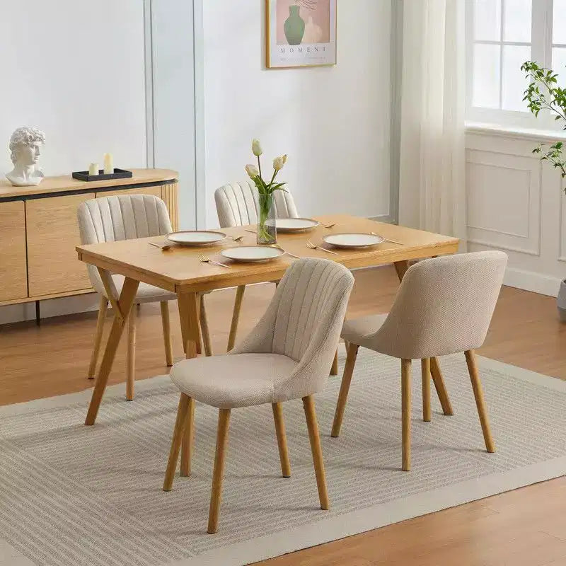 Coolmee Dining Chairs Set of 2, Upholstered Kitchen Chairs with Ergonomic Back Support, 300lbs Capacity Dining Chairs with Oak Legs for Dining Room