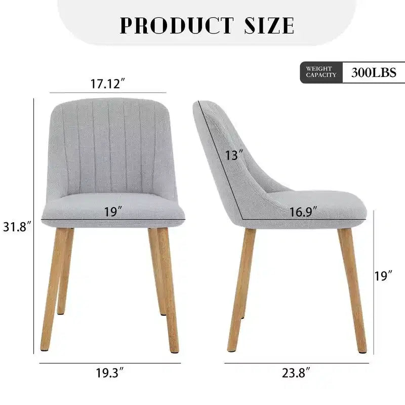 Coolmee Dining Chairs Set of 2, Upholstered Kitchen Chairs with Ergonomic Back Support, 300lbs Capacity Dining Chairs with Oak Legs for Dining Room