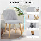 Coolmee Dining Chairs Set of 2, Upholstered Kitchen Chairs with Ergonomic Back Support, 300lbs Capacity Dining Chairs with Oak Legs for Dining Room