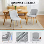 Coolmee Dining Chairs Set of 2, Upholstered Kitchen Chairs with Ergonomic Back Support, 300lbs Capacity Dining Chairs with Oak Legs for Dining Room