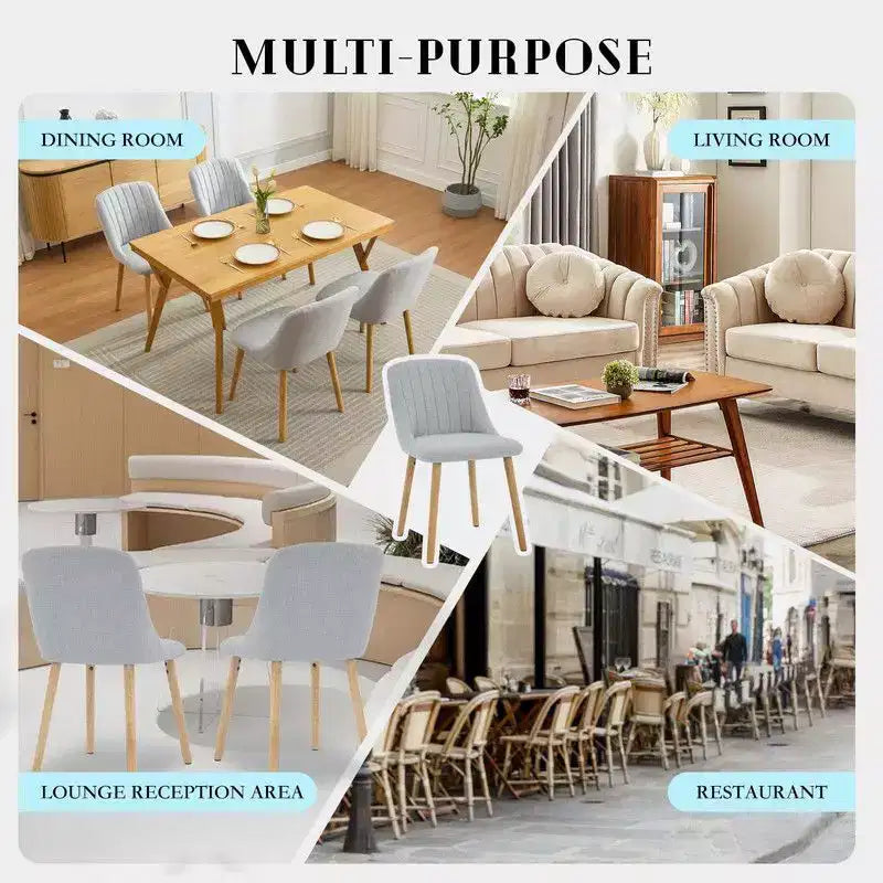Coolmee Dining Chairs Set of 2, Upholstered Kitchen Chairs with Ergonomic Back Support, 300lbs Capacity Dining Chairs with Oak Legs for Dining Room