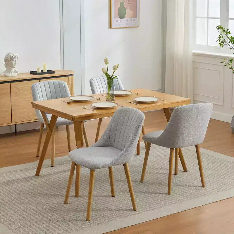 Coolmee Dining Chairs Set of 2, Upholstered Kitchen Chairs with Ergonomic Back Support, 300lbs Capacity Dining Chairs with Oak Legs for Dining Room