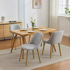 Coolmee Dining Chairs Set of 2, Upholstered Kitchen Chairs with Ergonomic Back Support, 300lbs Capacity Dining Chairs with Oak Legs for Dining Room