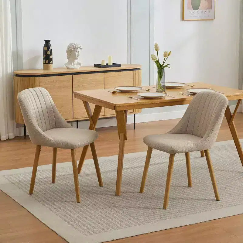 Coolmee Dining Chairs Set of 2, Upholstered Kitchen Chairs with Ergonomic Back Support, 300lbs Capacity Dining Chairs with Oak Legs for Dining Room