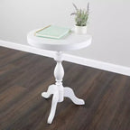 Lavish Home Round Pedestal Side Table, White
