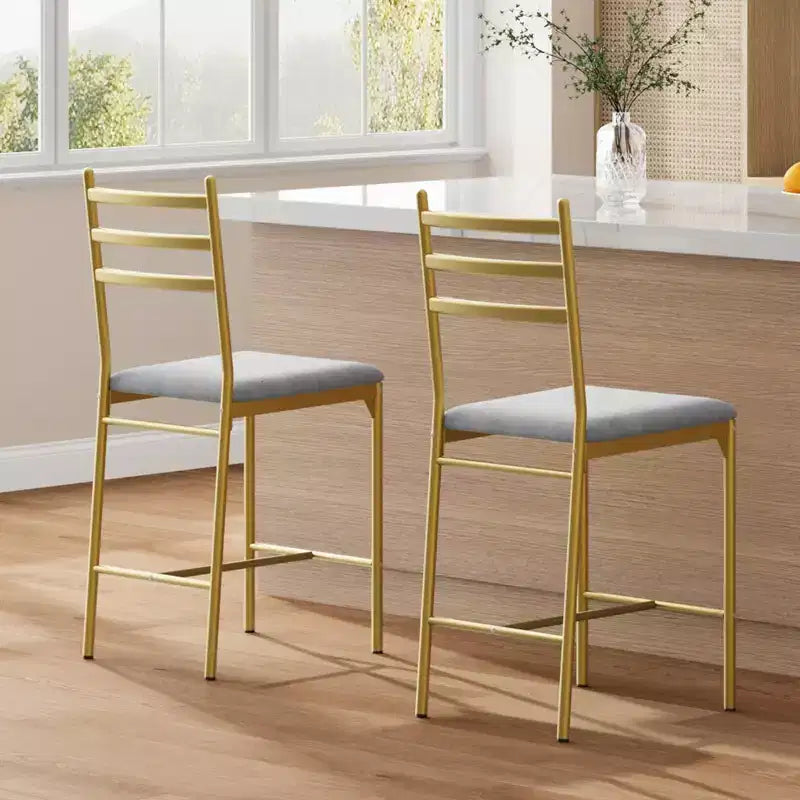 Set of 2/4 Counter Height Bar Chair with Back, Thick Cushion and Upholstered for Kitchen Island, Counter Bar