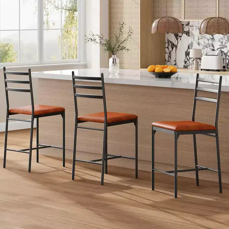 Set of 2/4 Counter Height Bar Chair with Back, Thick Cushion and Upholstered for Kitchen Island, Counter Bar